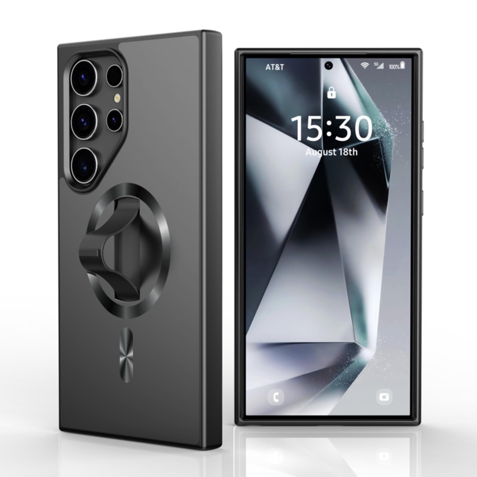 AUROX Magnetic for Samsung Galaxy S24 Ultra Case with Invisible Stand [Compatible with MagSafe] Magnetic Case for Samsung S24 Ultra, Shockproof Slim Case with Kickstand, Black