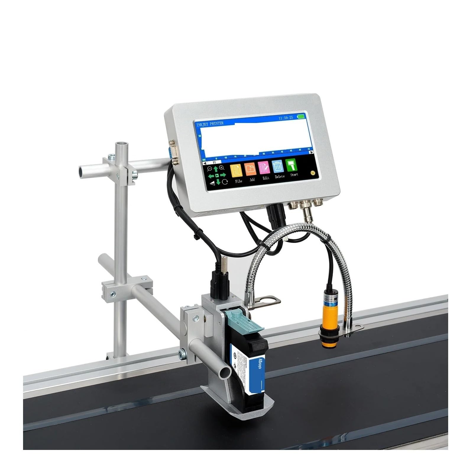 MYUYEE 170Plus 12.7/25.4Mm Online Thermal Inkjet Printer, Text Qr Barcode Batch Number Logo Date Label Printer On Any Surfaces (12.7Mm With 1 Ink)