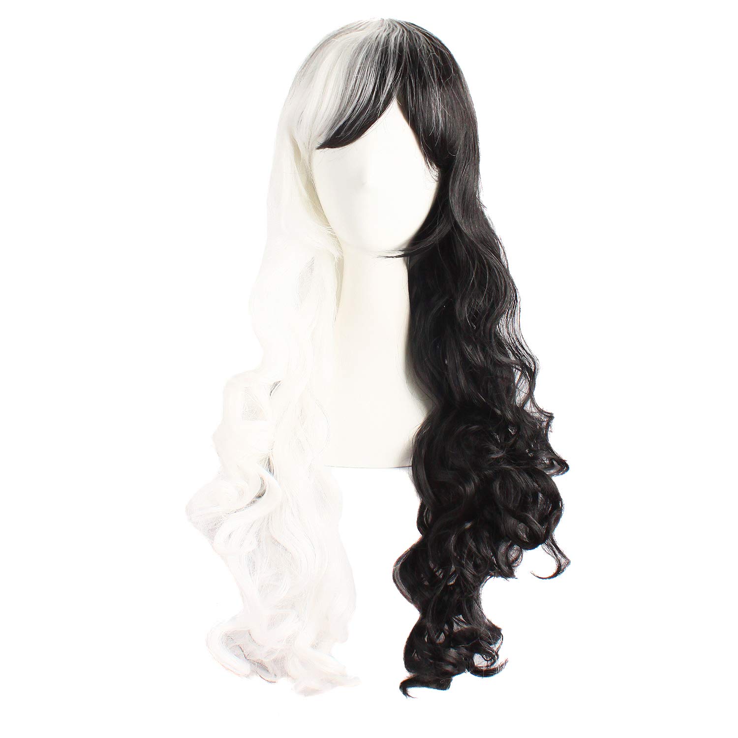Peluca de cabello largo rizado atado en colas de caballo estilo lolita para Cosplay, marca , Blanco/Negro 3