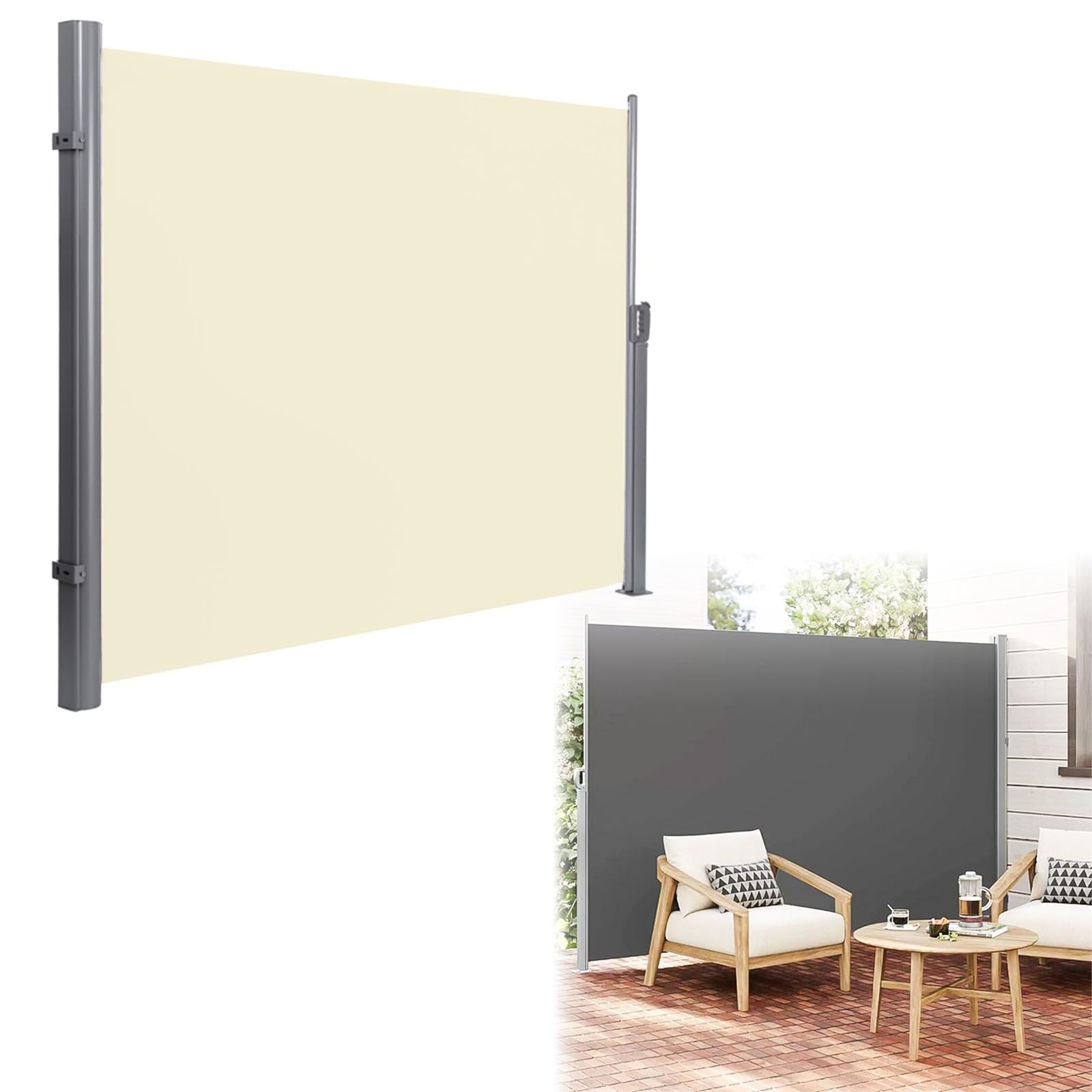 Toldo lateral retráctil para evitar viento y miradas con pantalla de privacidad balcón