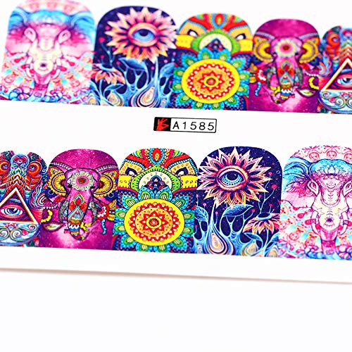 Danneasy 48 Sheets Nail Water Transfer Stickers Animal Flower Design Manicure Wraps Decals For Women With 1Pc Nail File + Wood Cuticle Stick #TOP6
