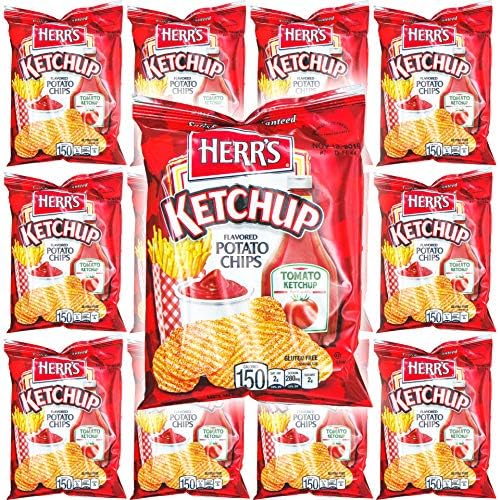HERR'S Ketchup Flavor Potato Chips, 1oz Bag (Pack of 12