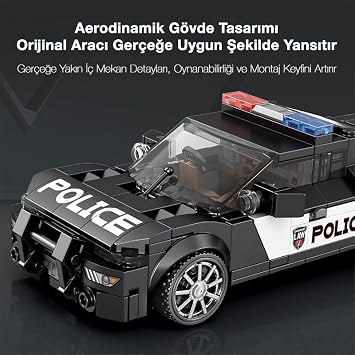 Reobrix Technic 662 Dodge Challenger Polis Arabası Yaratıcı Yapı Blok Seti Building Blocks (Ram Police Car) - 372 Parça
