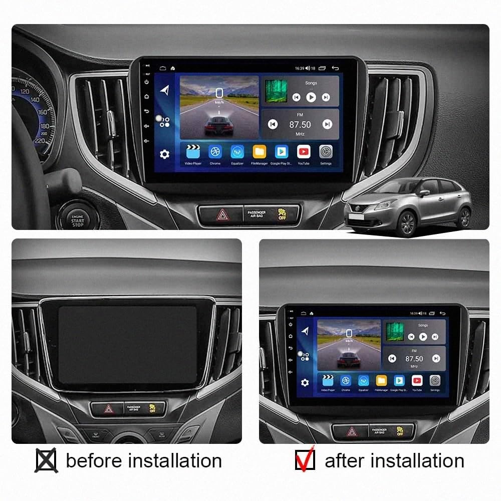 Car Stereo Carplay Radio de Coche para Suzuki Baleno 2015-2018 Soporta Bluetooth, Control Volante, USB, WiFi, 4G, Mirror-Link, GPS Navegador/Radio FM, 4 Nuclear 1G+32G