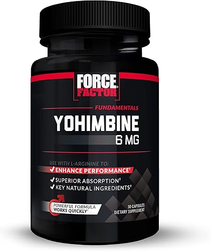 Force Factor Suplemento de yohimbina para hombres extracto de corteza de yohimbe con absorción superior para mejorar el rendimiento píldoras de