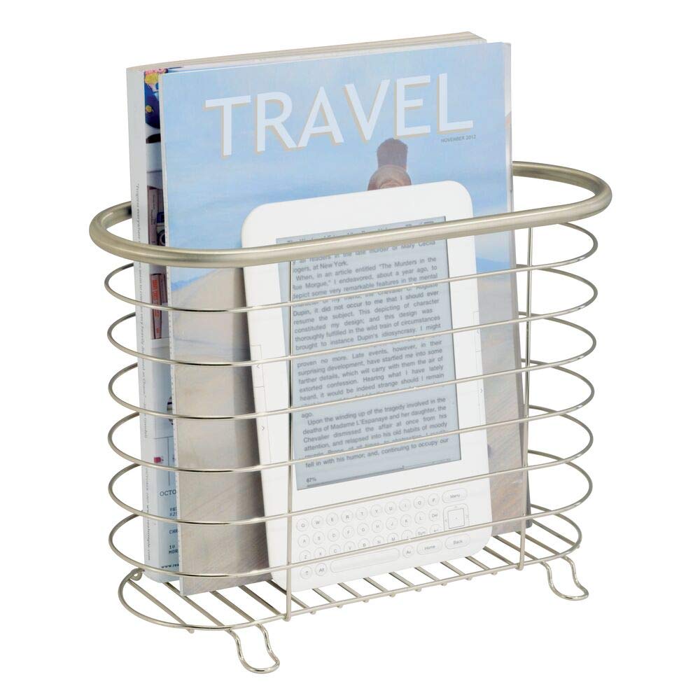 mDesignNewspaper Holder for Your Home - Newspaper and Magazine Rack for the Bathroom, Kitchen or Office - Matte Silver