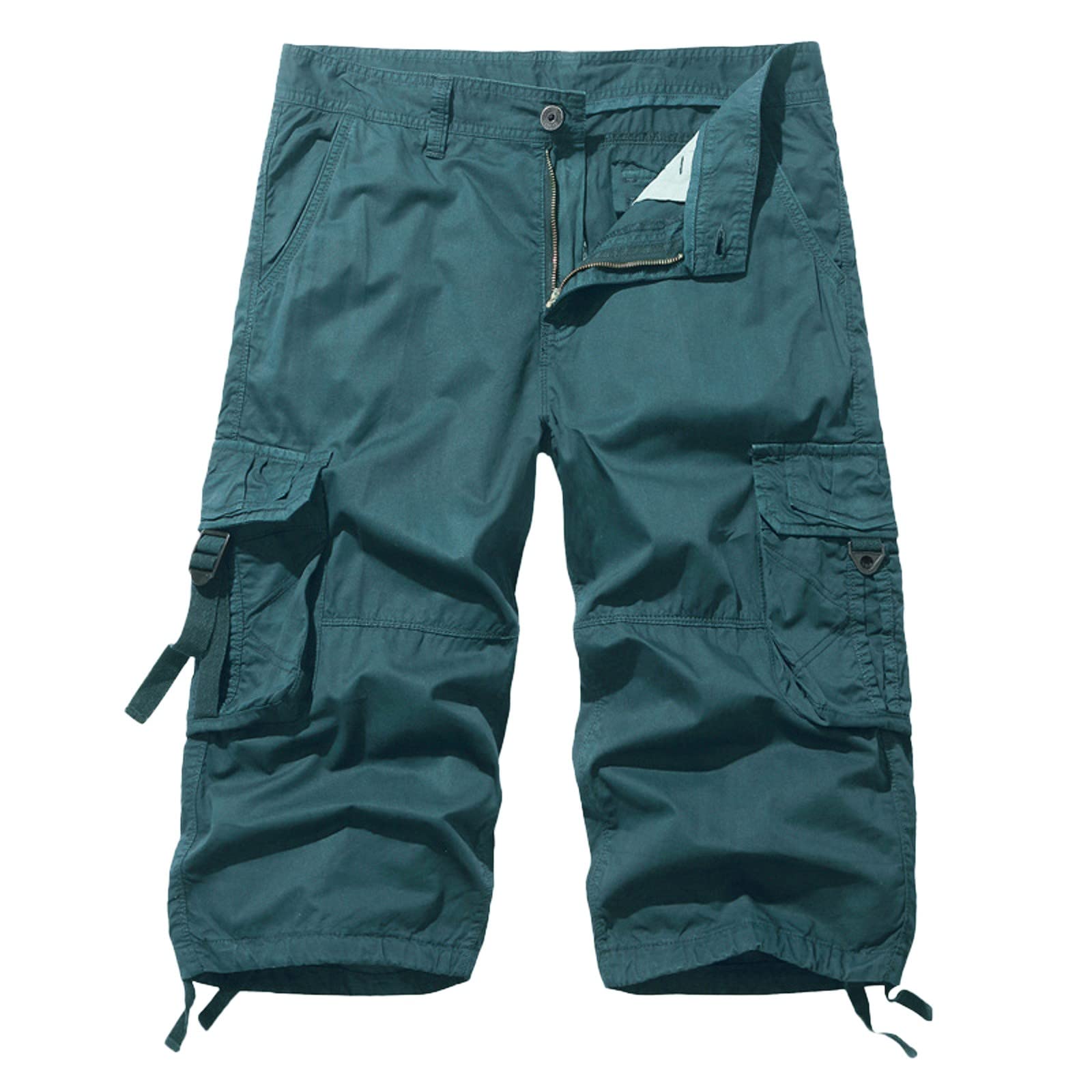 Generisch 3/4 Hose Herren Kurze Bermuda Casual Dreiviertel Wanderhose mit Taschen Freizeithose Sommer Herrenshorts Baumwolle Sommerhose Outdoor Shorts