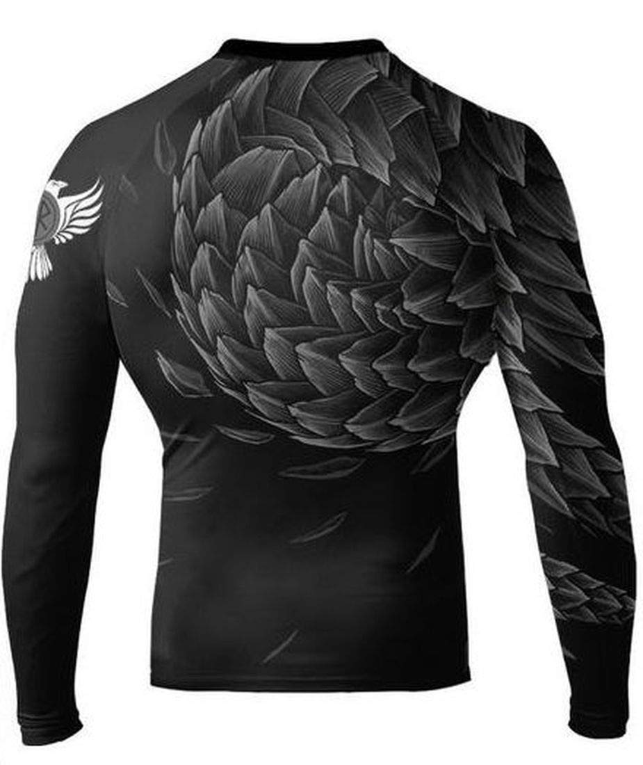 Raven Fightwear Power Pangolin Rash Guard Men's Camicia a Compressione Manica Lunga Uomo Arti Marziali BJJ Fitness Grappling No-Gi