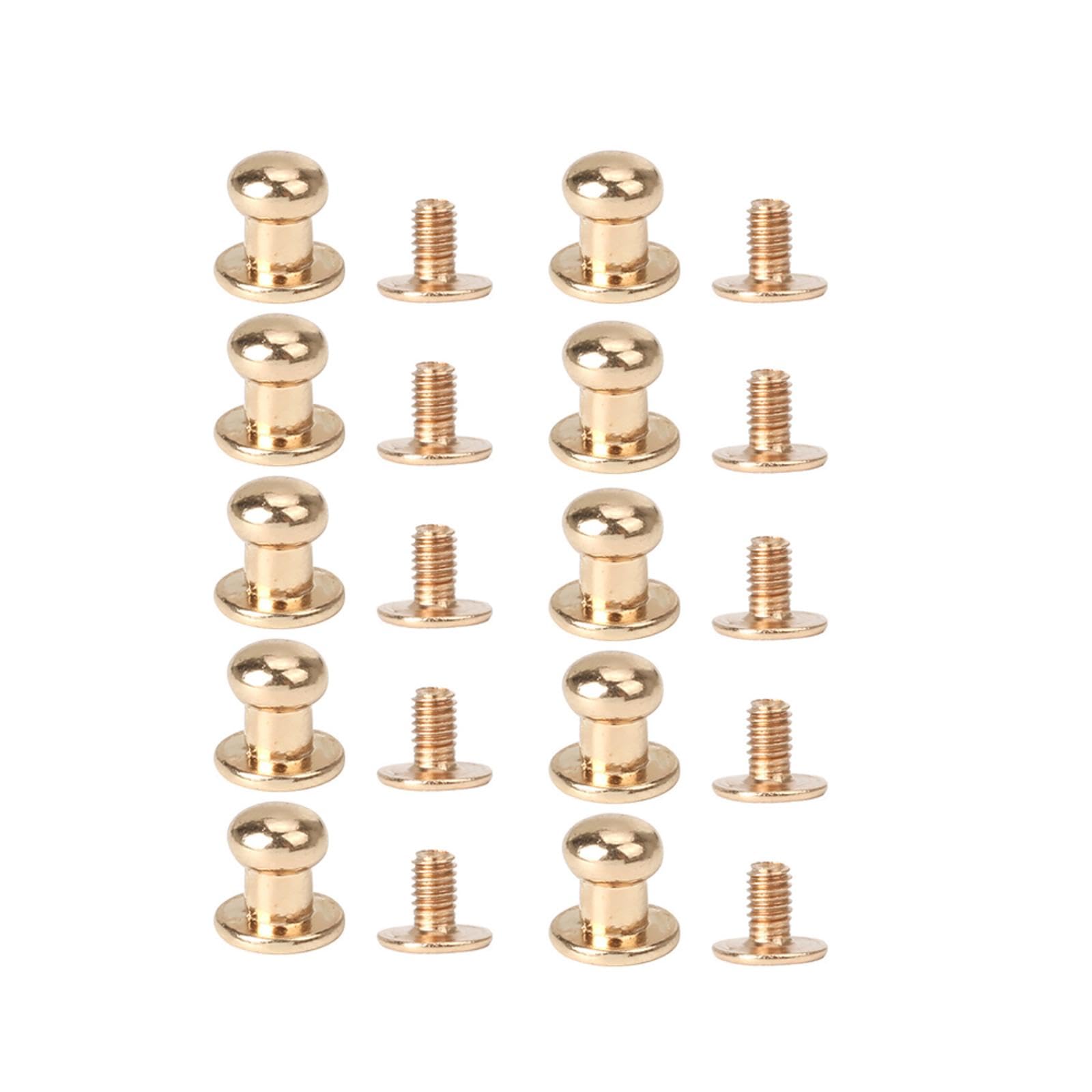 10 pezzi borchie dorate solide a testa tonda con viti in lega di zinco, kit di rivetti fai da te accessori in pelle per cintura, cinghia, borsa (6 mm)