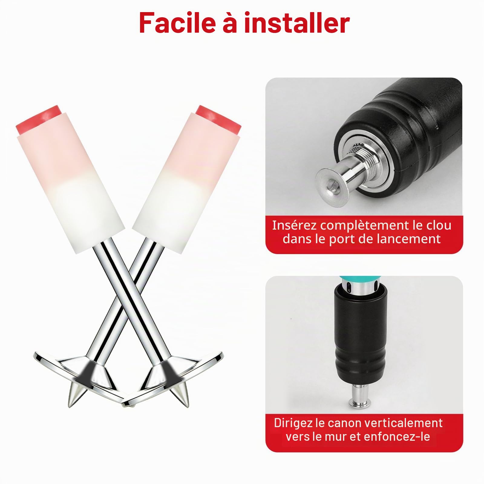 Lot de 400 Clou pour Pistolet à Clou, 7,3 mm Clous pour Pistolet à Clous, Acier au Carbone Ronds Clou pour Cloueuse Pneumatique pour Béton, clous de toiture, Climatisation