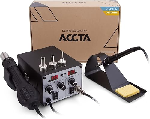 Kit de estación de soldador de retrabajo de aire caliente, estación de soldadura 2 en 1 con pistola de calor 110 V 450 W, estación de pistola de