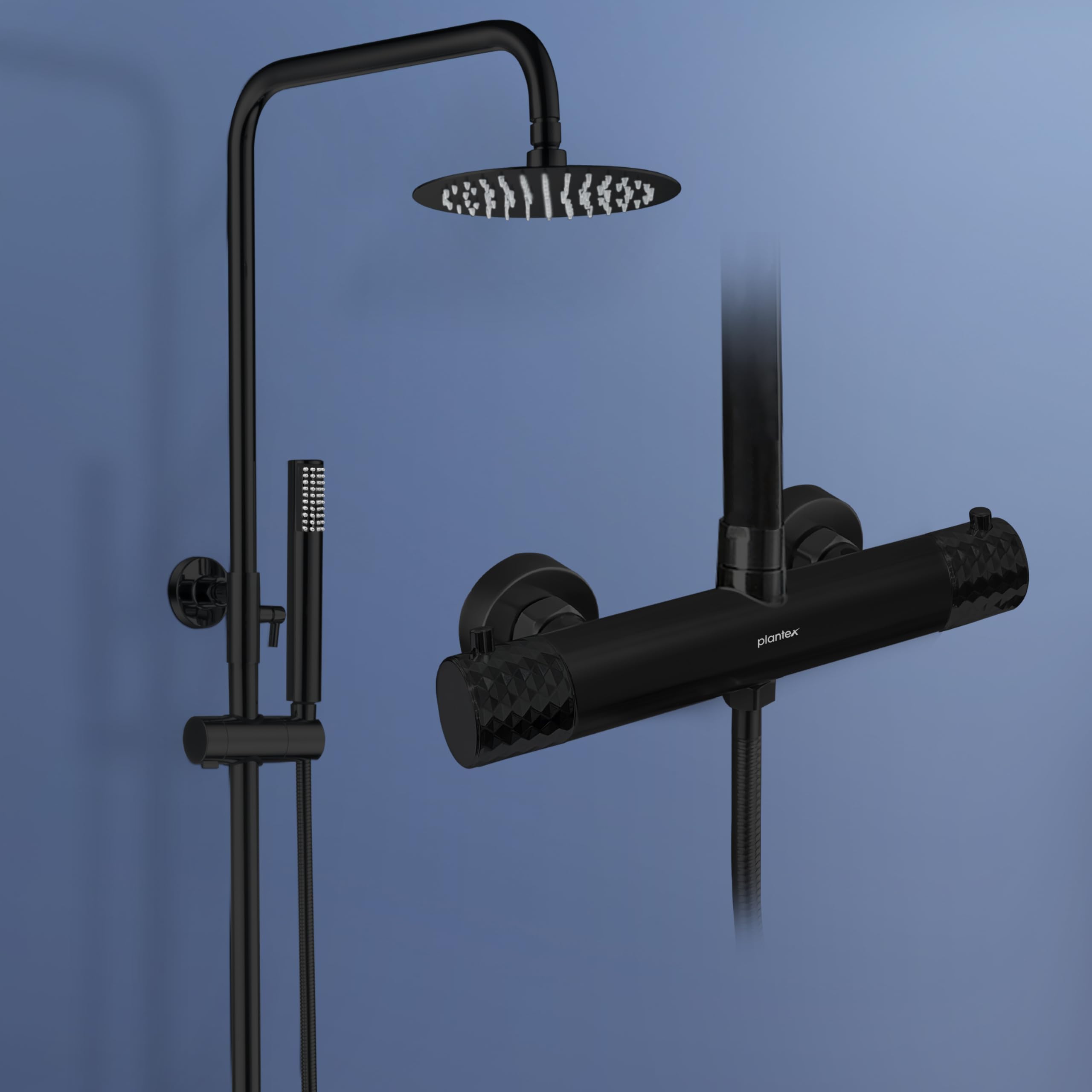 Plantex Circular Shower Panel Full Set for Bathroom with Showerhead/Handheld Shower with Hose & Clamp/Bathroom Shower Set-Black (B0DDCT1B8F) Amazon Price History, Amazon Price Tracker