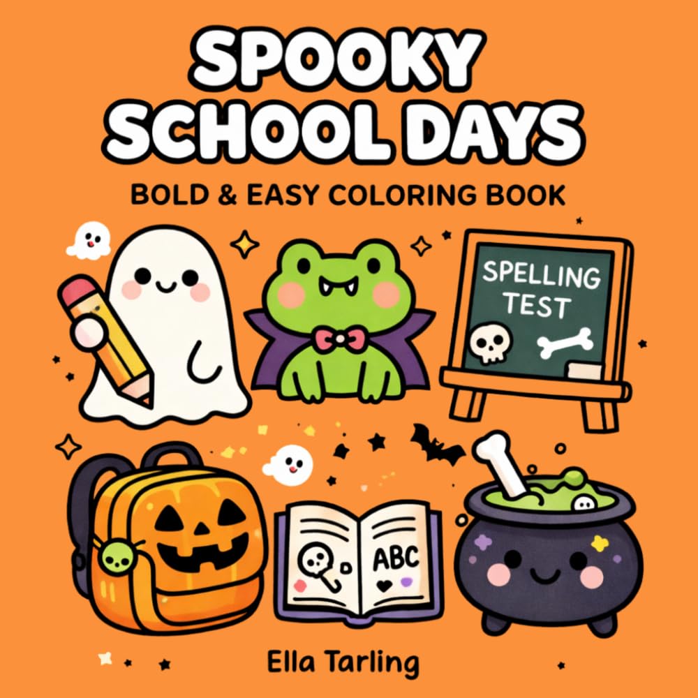 Spooky School Days Back to School Halloween Coloring Book: Bold & Easy Designs for Kids & Adults (Cozy School Days Collection)
