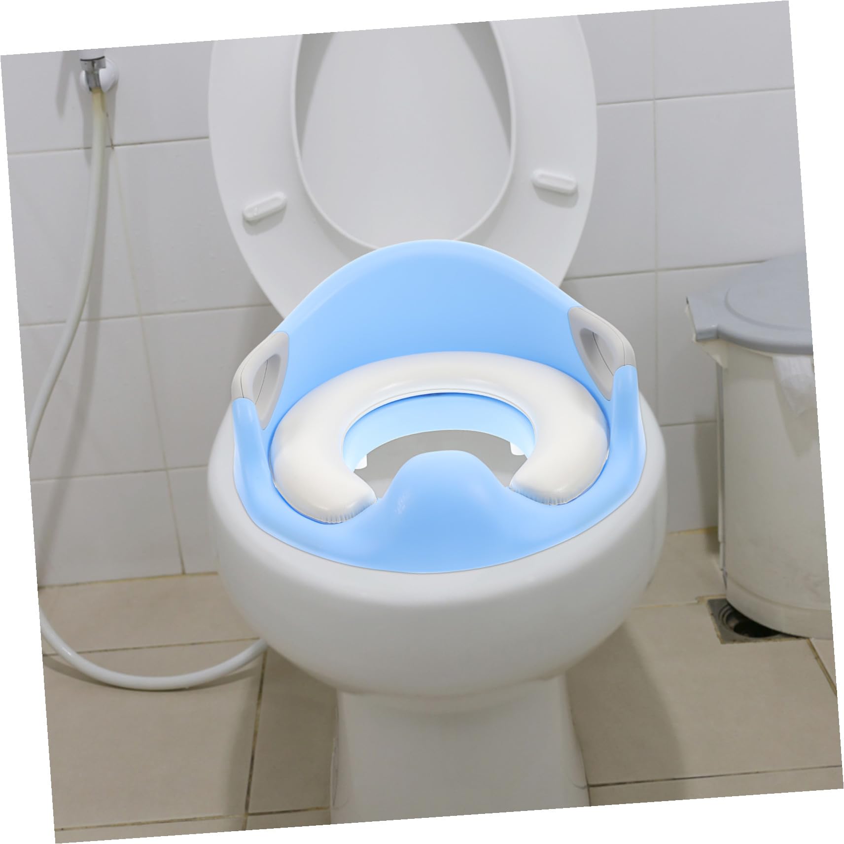 Asiento de Inodoro para Entrenamiento Infantil Azul Pu | Asa Grande de Fácil Agarre, Base Antideslizante, para Aprendizaje del Baño en Niños