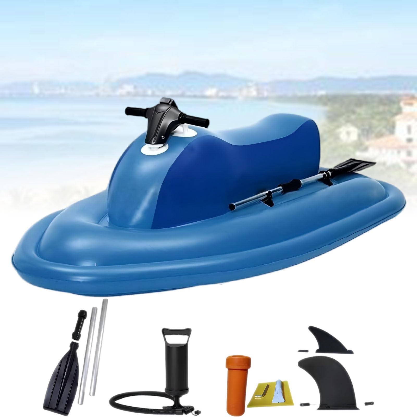 Jet - Ski Gonflable Pliable avec Pagaie, Bateau Flottant Portable