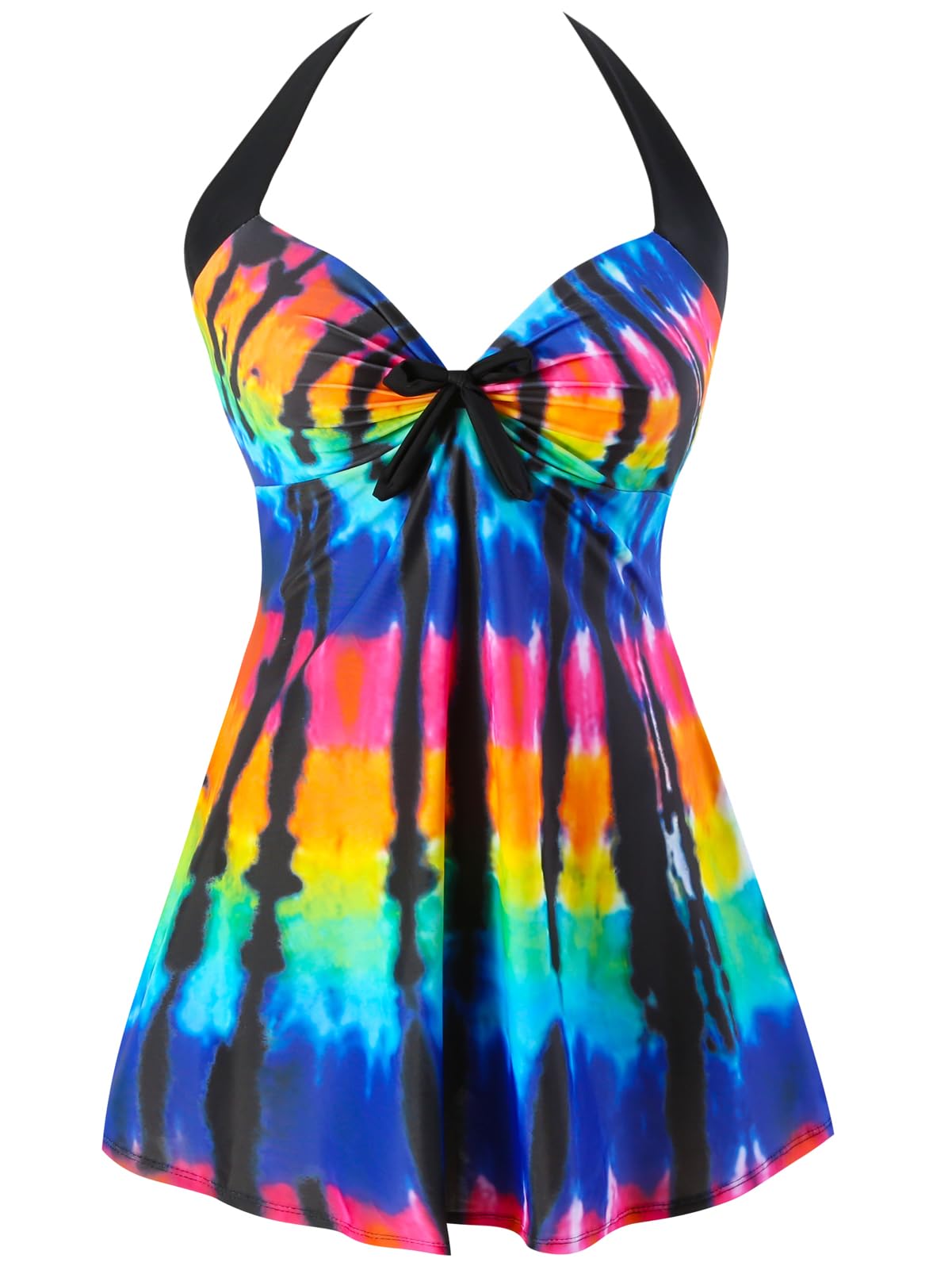 Femme Maillot de Bain Une Pièce Taille Haute Rétro Monokini à avec Jupette Fleur Amincissant