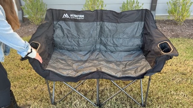 Silla doble para camping con calefacción, soporte 650 libras, Negro (Batería no incluida) miniatura 7