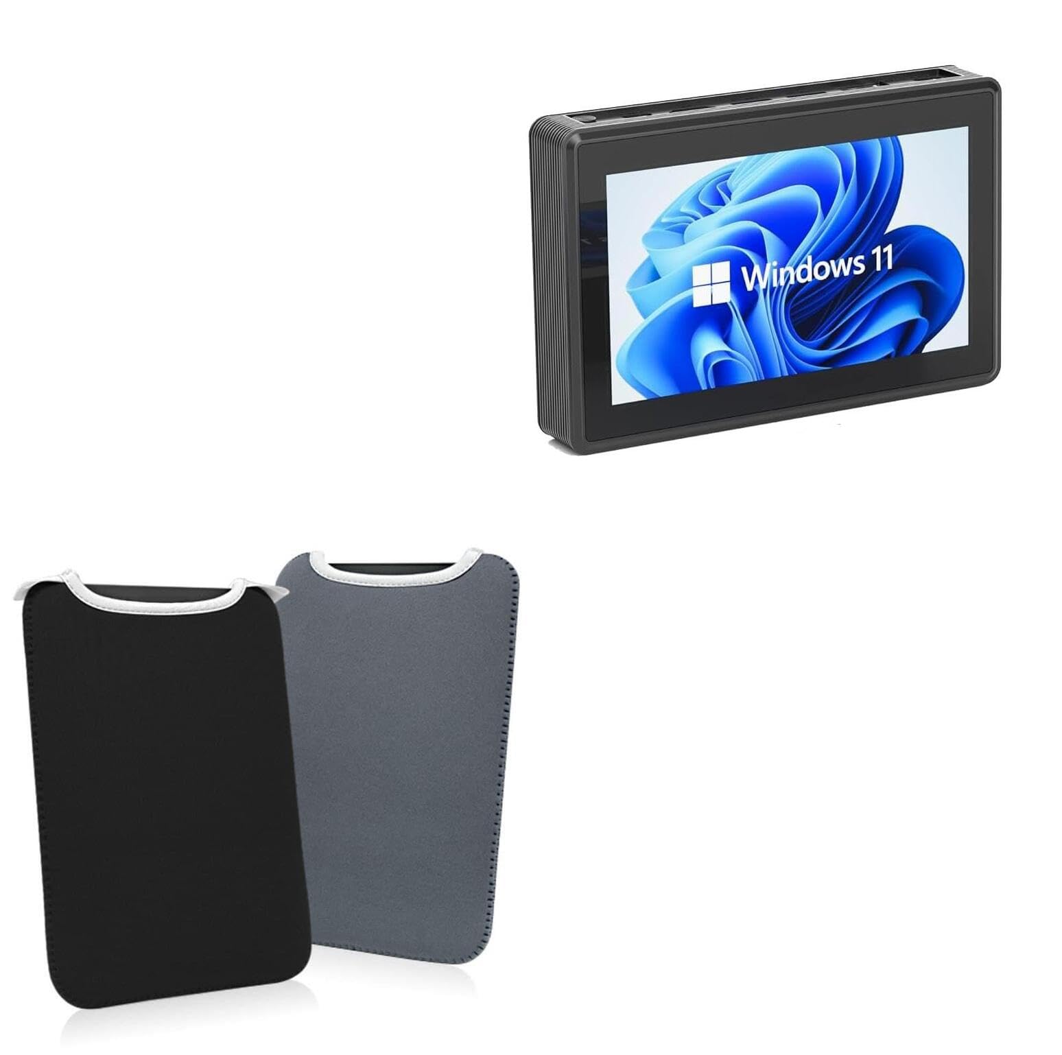 BoxWave Case Compatible with HEIGAOLA Mini PC Windows 11 PRO Intel N5095 (5.5 in) - SlipSuit, Soft Slim Neoprene Pouch Protective Case Cover - Jet Black/Charcoal Grey (Reversible)