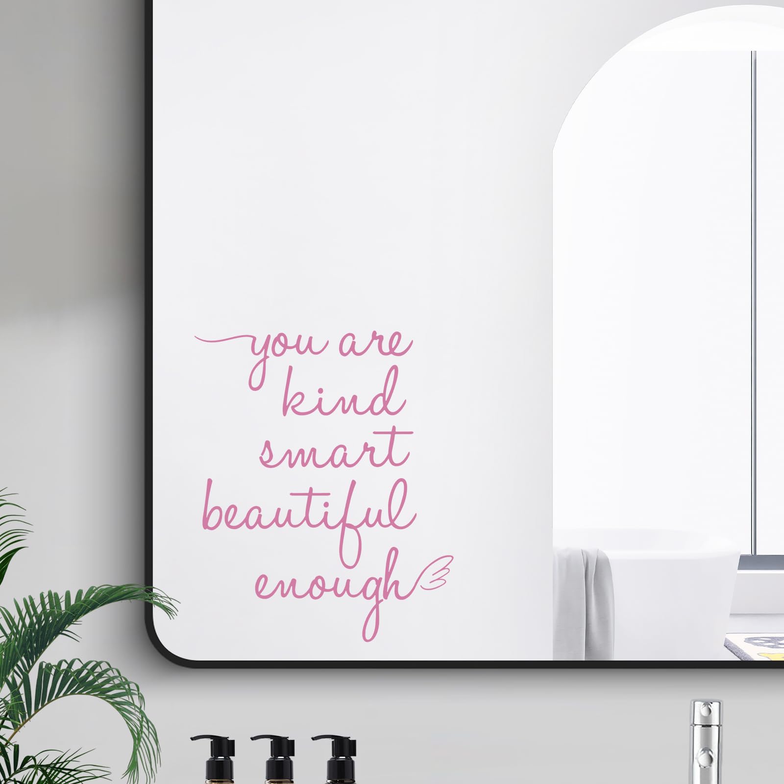 JINGIHE Affirmation Stickers You are Kind Smart Beautiful Enough, Mirror Wall Decor for Bathroom, Vinyl Peel and Stick Wall Decals for Home Decor