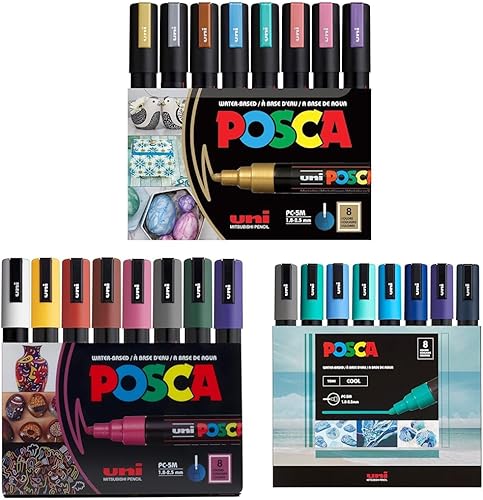 Miniatura 10 de Posca PC-5M - Rotuladores permanentes a base de agua, juego de 8 colores oscuros