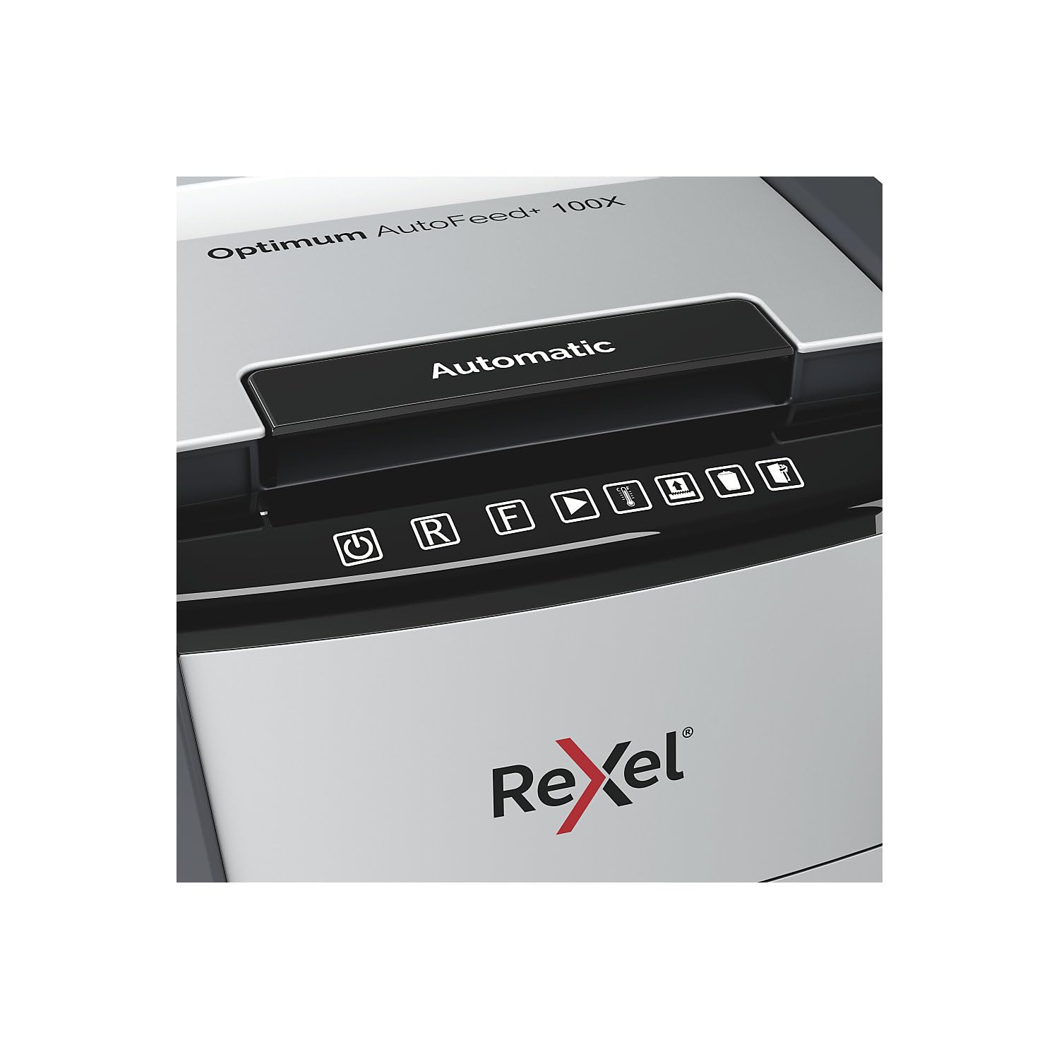 Rexel Optimum AutoFeed+ 100X automatyczna niszczarka dokumentów CH, 100 arkuszy, poziom bezpieczeństwa P4, cięcie cząstek, do domu/biura domowego, pojemnik na odpady 34 l, ze szwajcarską wtyczką sieciową, 2020100XCH
