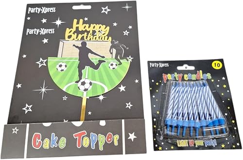 Happy Birthday Soccer Cake Topper and Candles