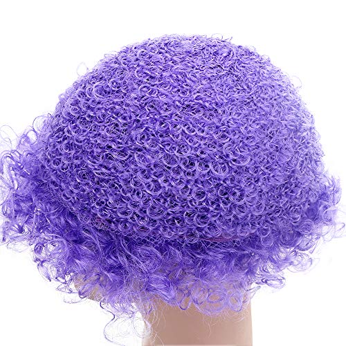 Image of FREE BEAUTY Fluffy Afro Synthetic Clown Wig for Men Women Cosplay Anime Party Christmas Halloween Fancy Funny Wigs (Purple)