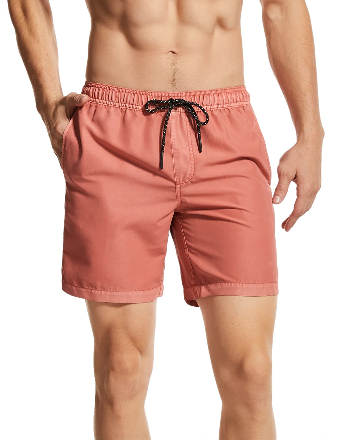 tide trendMens Swim Trunks Without Mesh Lining Solide Workout Shorts Perfect for Gym Training Exercise