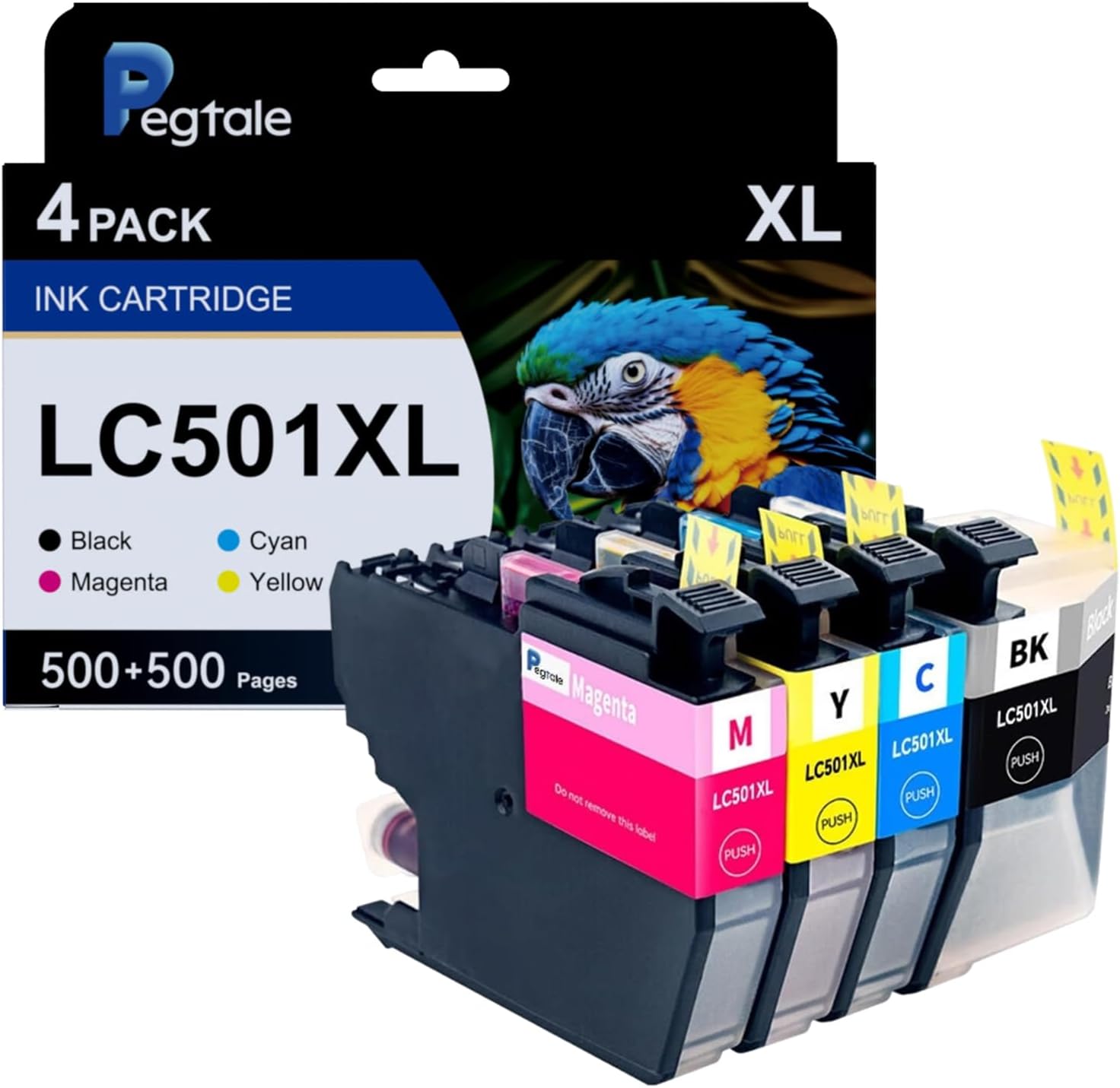 LC501 XL Ink Cartridges High Yield Compatible LC 501 for Brother MFC-J1260DW, MFC-J1360DW, MFC-J1410DW Printer LC501XL Ink Cartridge(Black, Cyan, Magenta, Yellow, 4 Pack)