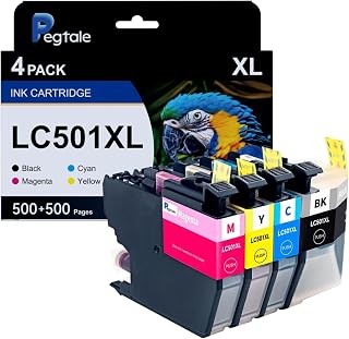 LC501XL LC501 Ink Cartridges High Yield Compatible LC 501, 4 Pack