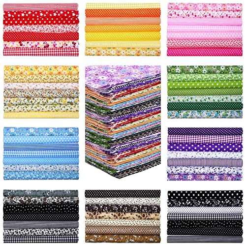 Oudain 100 Pcs 10 x 10 Inch Fabric Squares Fat Quarters Bundles Scraps