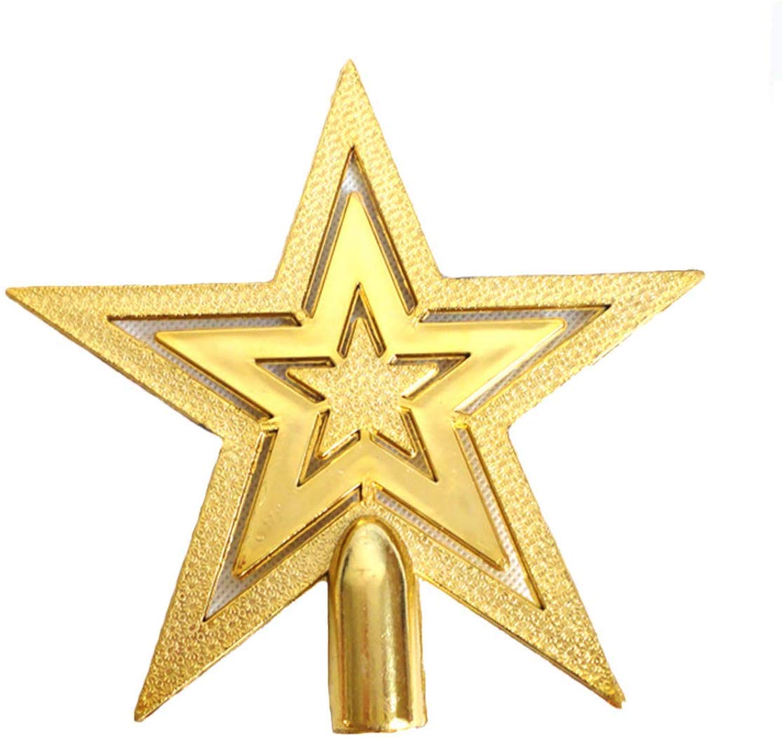 Kriti Creations Christmas Tree Topper Star Golden for Tree Decorations - Xmas Tree Decoration - Christmas Decorations Items for Home | Size -20cm