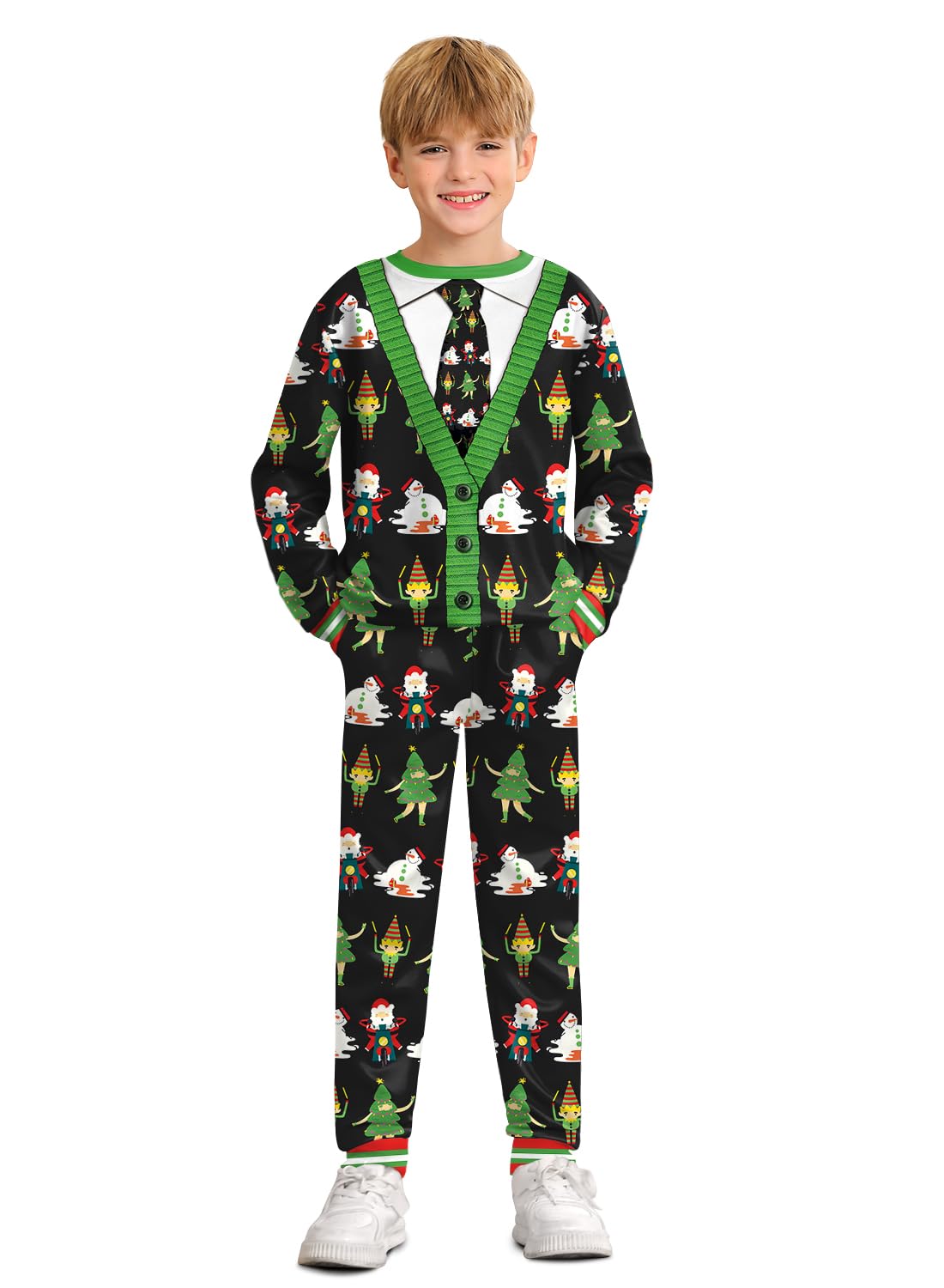 BesserBay Boys Funny Ugly Christmas 2 Piece Set with Graphic Sweatshirt and Pants 4-14 Years