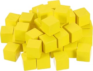 sourcing map 50 bloques de madera para manualidades, cubo de madera de pino sin terminar de 9/16 pulgadas para proyectos de manualidades, color amarillo