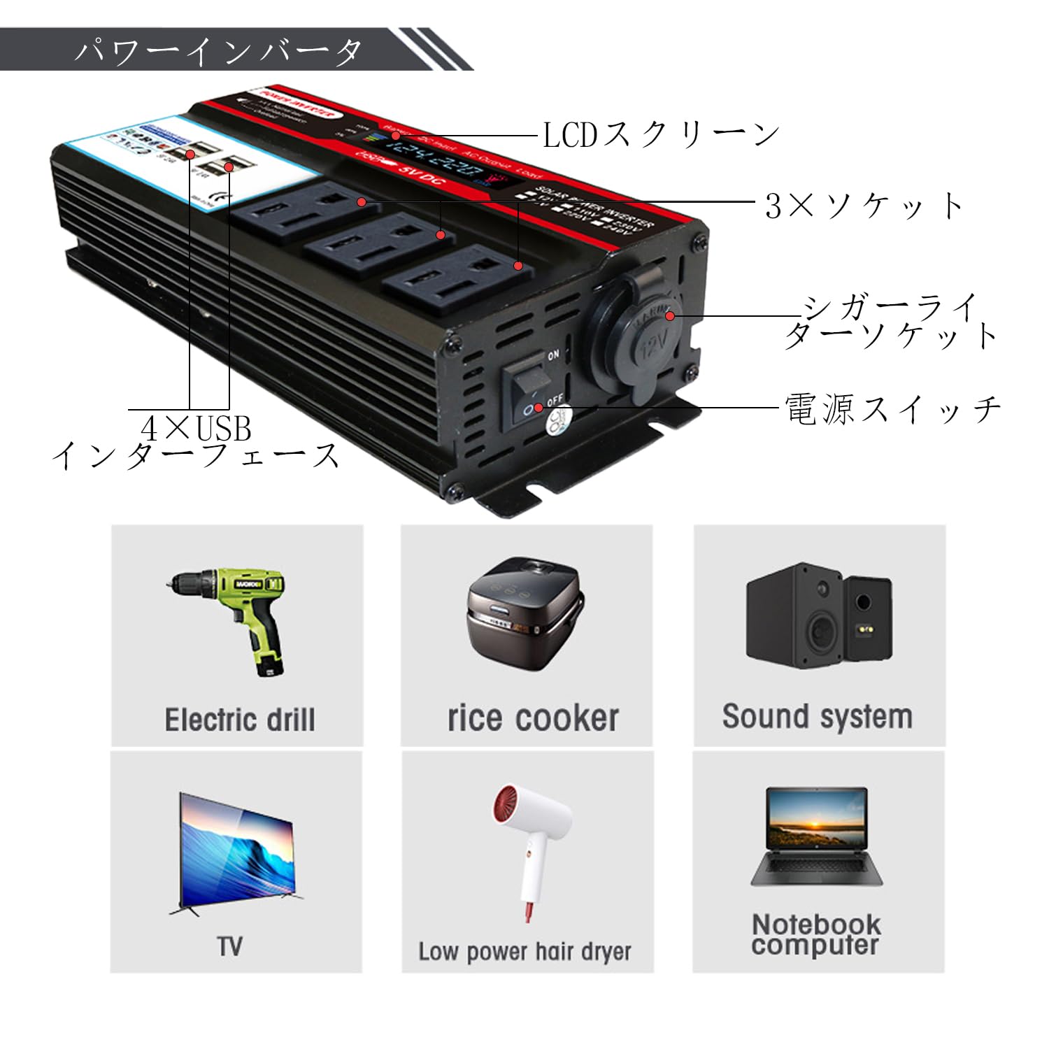 Amazon.co.jp: インバーター 24V 定格 500W 最大1000W瞬間出力 DC24V