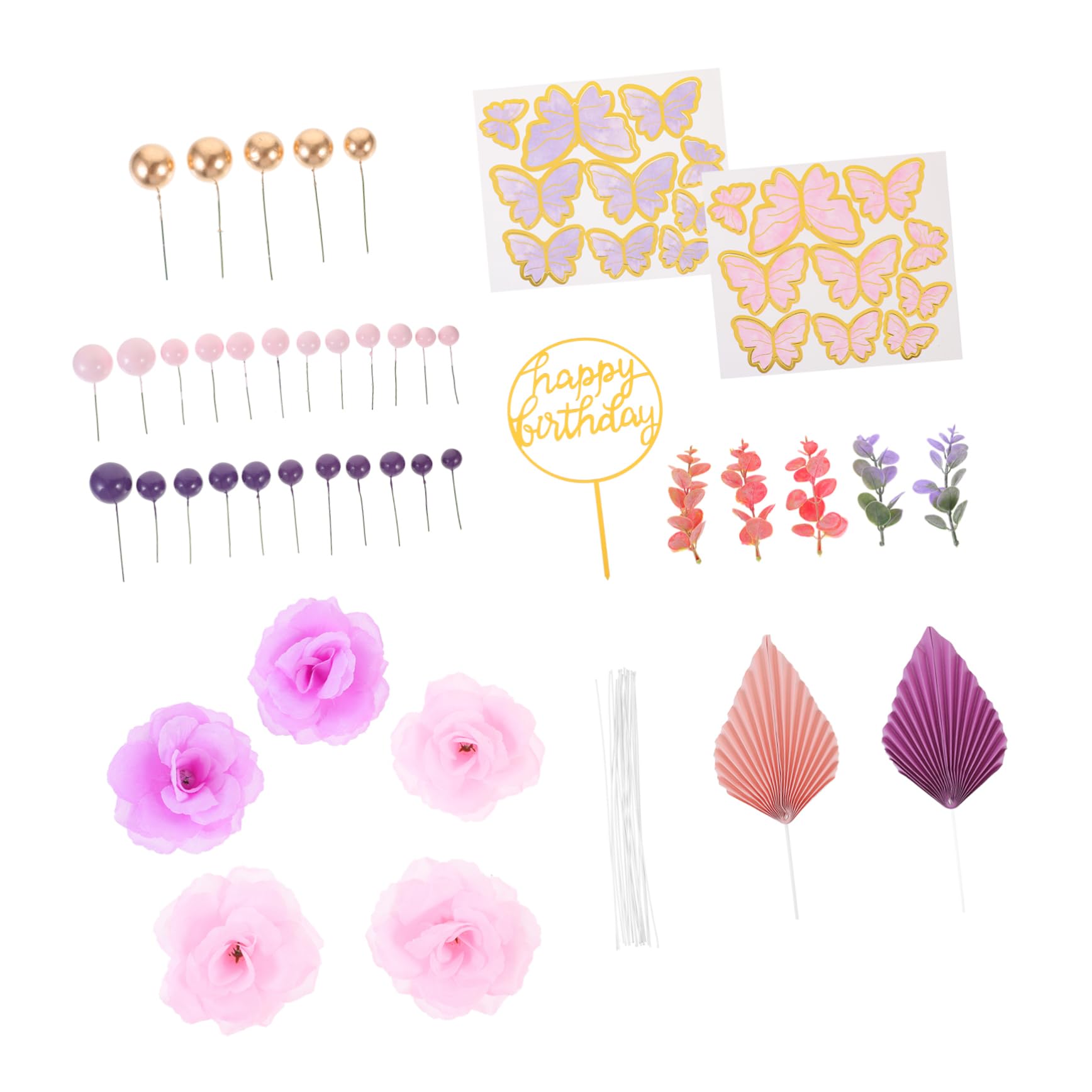 IMIKEYA 3 Ensembles Décoration de Gâteau Anniversaire Fleurs de Décorations de Gâteau Accessoires pour Anniversaire Shower