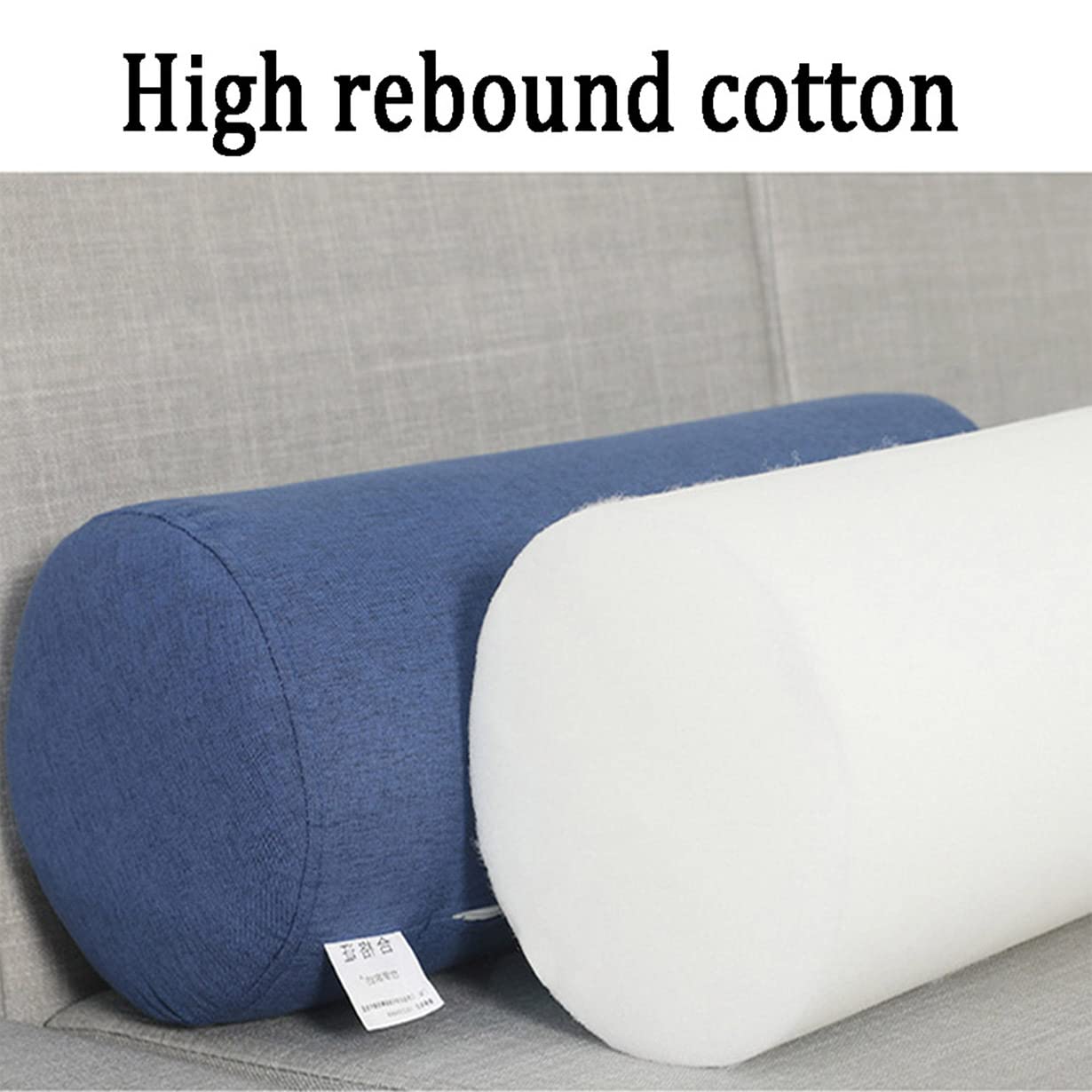 Ronde bolster hoofdeinde kussen, bank armleuning ondersteuningskussen, zachte ronde afneembare rol cervicaal kussen nachtkastje bescherming (rond-12 x 90 cm, donkerblauw