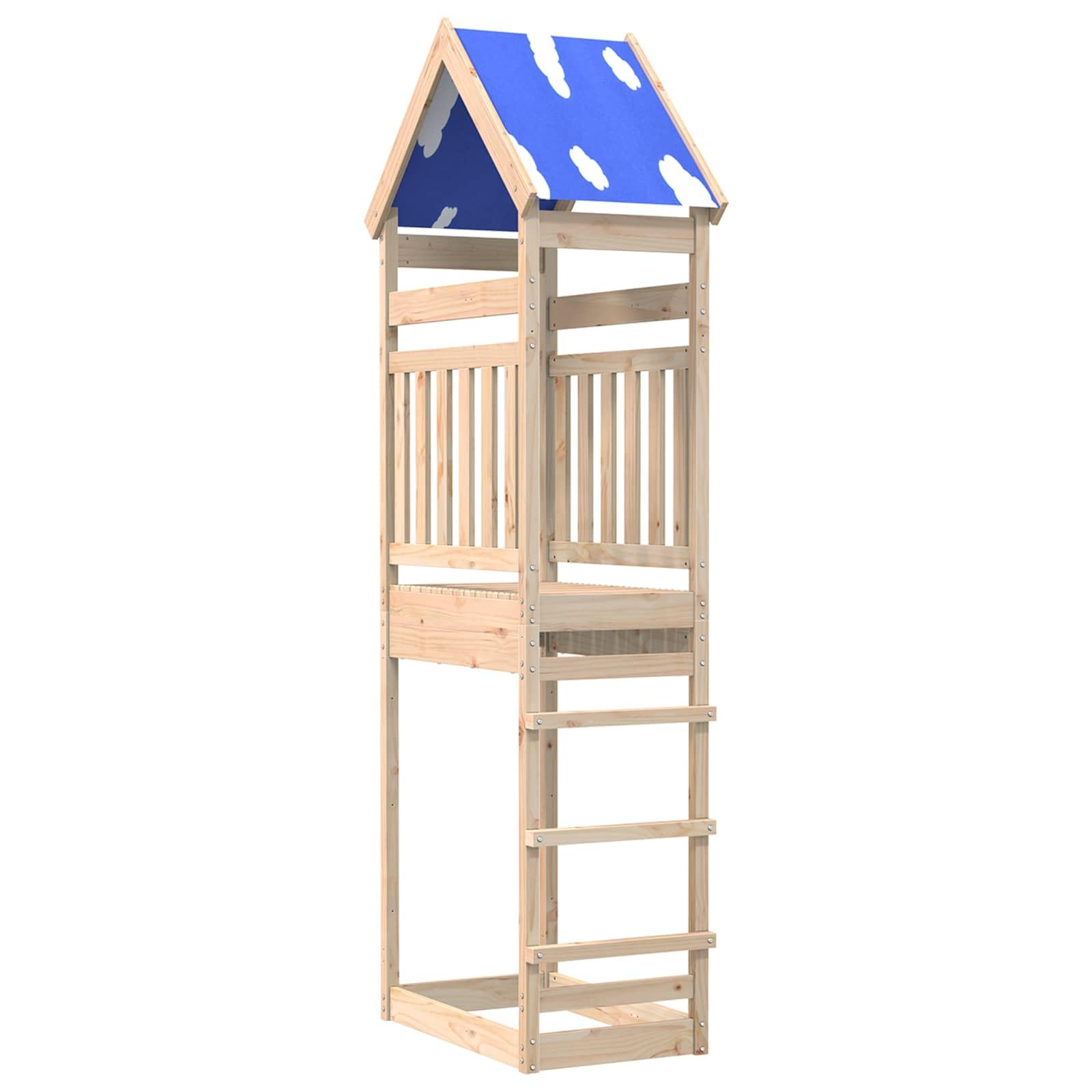 Spielturm aus massivem Kiefernholz, Garten Spielgerät für Kinder, robuster Kletterturm mit Rutsche und Schaukel, wetterfestes Outdoor-Spielhaus 52,5 x 85 x 265 cm