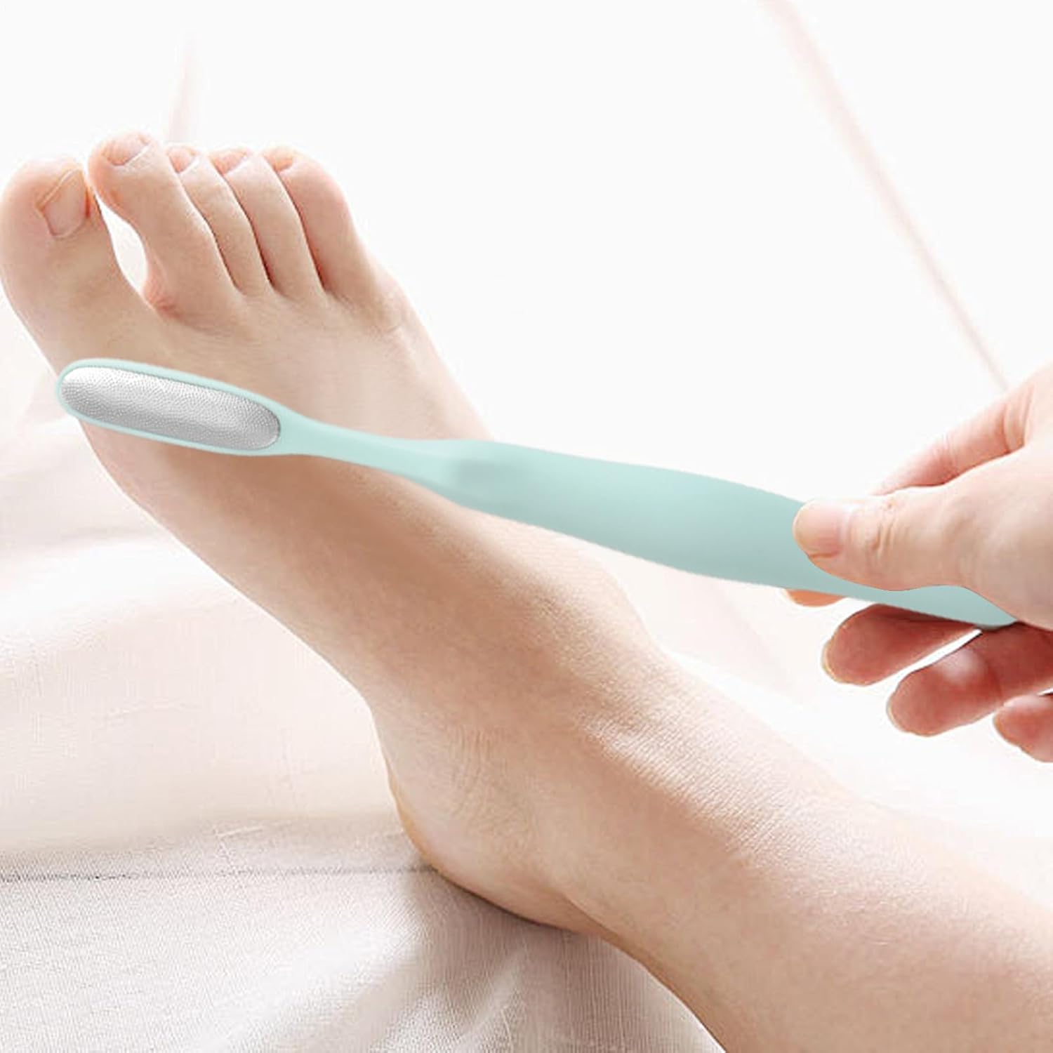 Pedicure Foot File - Stainless Steel Foot File | ABS Toe Gaps Cleaning Brush | Long Handled Toe Cleaning Brush | Callus Remover Feet Scrubber | Crevice Care Pedicure Tool For Wet And Dry Feet - Image 3