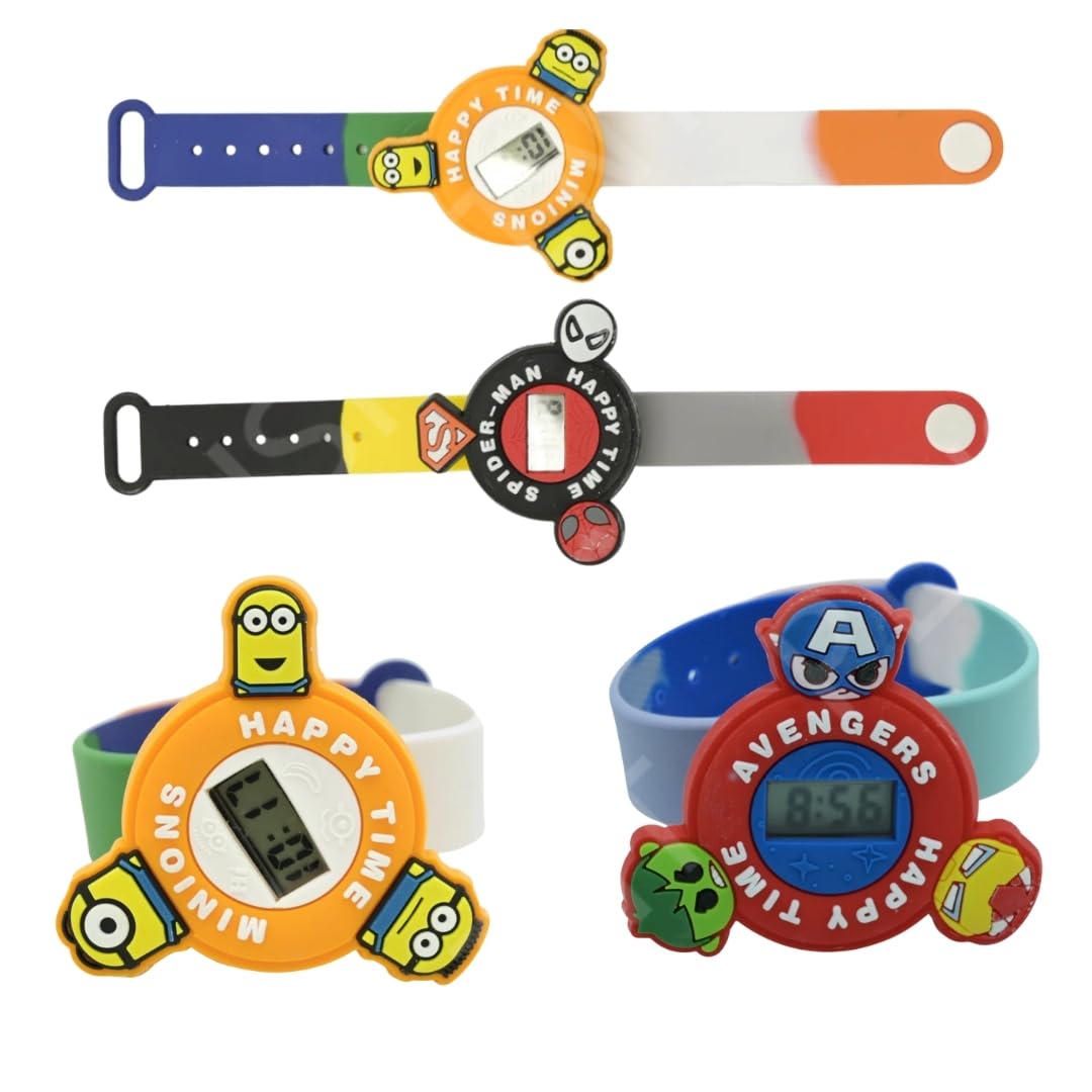 PLUSPOINT Kids Cartoon Wrist Band for Boys and Girls Spinning Band Cute Cartoon Bracelet Wrist Band with Spinning Digital Watch, Great Birthday Gift Toys for Kids Return Gift for Kids (2 Boys Bands) (B0DBGC6TKX) Amazon Price History, Amazon Price Tracker