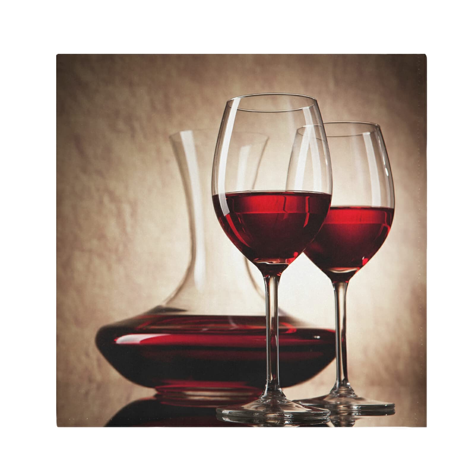 Poeticcity Multi 2 Decanter With Red Wine And Glass Ancient Background Dinner Cloth Napkin, Set Of 1 Oversized Reusable Table Napkins, Washable Premium Fabric With Hemmed Edges For Wedding Parties