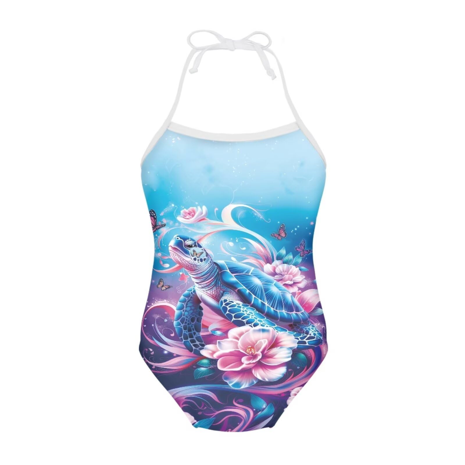 Girls One Piece Swimsuit Beach Bathing Suit Toddler Floral Halter Straps Swimwear for 1-10 Years