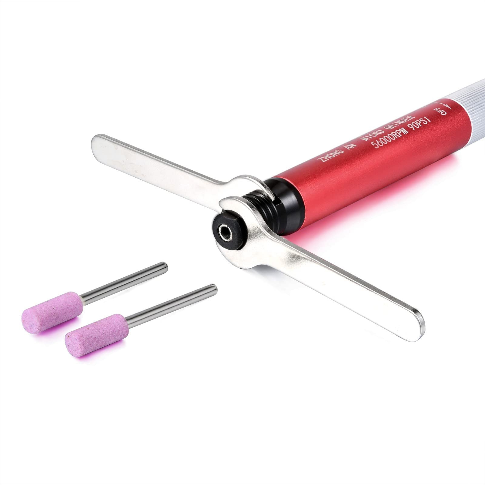 Micro Smerigliatrice Pneumatica 1/8 pollici Smerigliatrice Penna a spinta, 56.000 rpm, rosso
