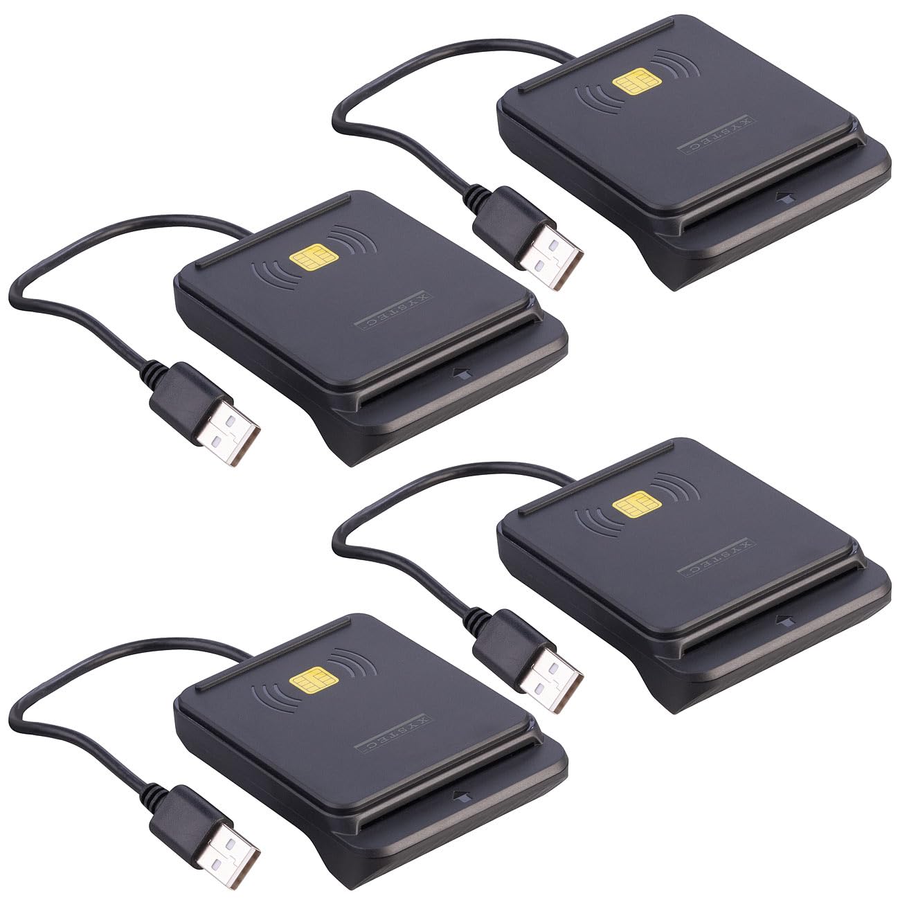 Xystec NFC Kartenleser: 4er-Set USB-RFID-/NFC-/Chipkarten-/Smartcard-Reader, für eID-Nachweis (EMV-Kartenleser, Smart)