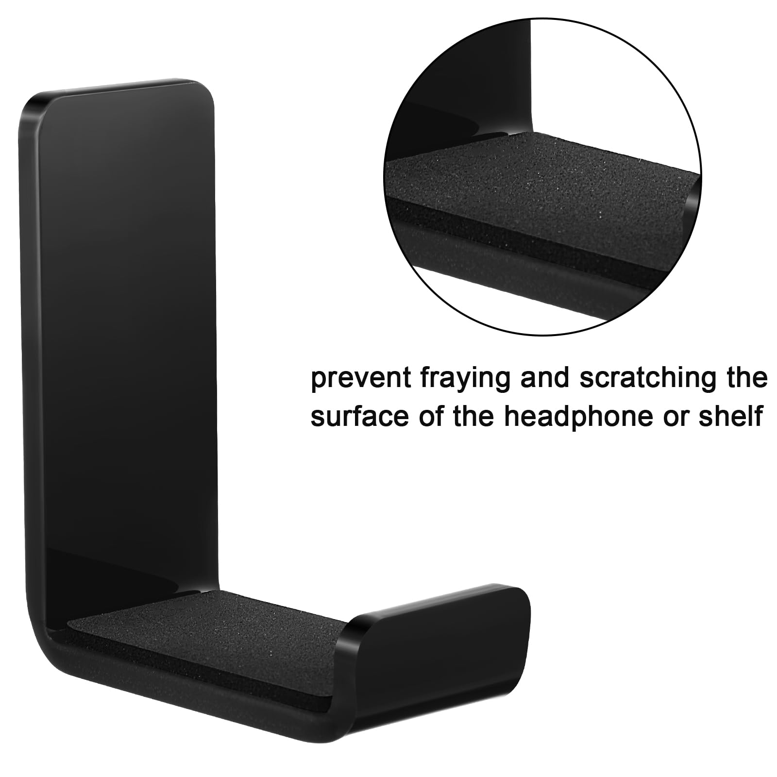 Weewooday 16 ganchos negros para auriculares de pared con pegamentos adhesivos, soporte de pared para auriculares de juego de uso general