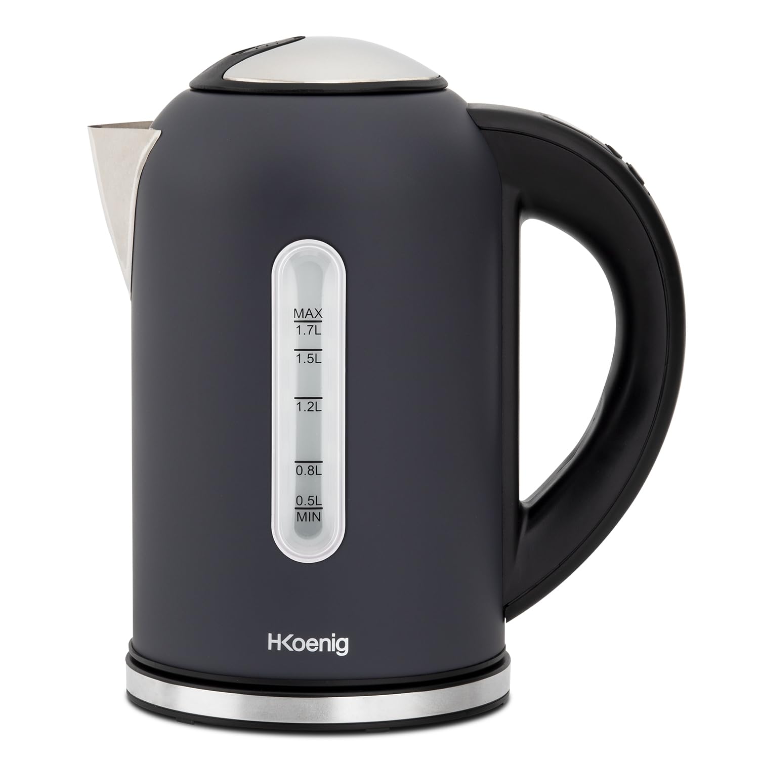 H.Koenig Bollitore Elettrico Programmabile In Acciaio Inox 1,7L BOE52 Grigio Opaco, Termostato Regolabile 40-100°C, Bollitura Rapida, Compatto, Mantenimento In Caldo, 2200W-image
