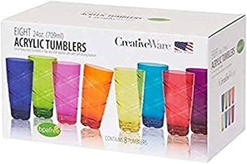 CreativeWare Circus - Juego de 8 vasos de 24 onzas 8 unidades paquete de 1 multicolor