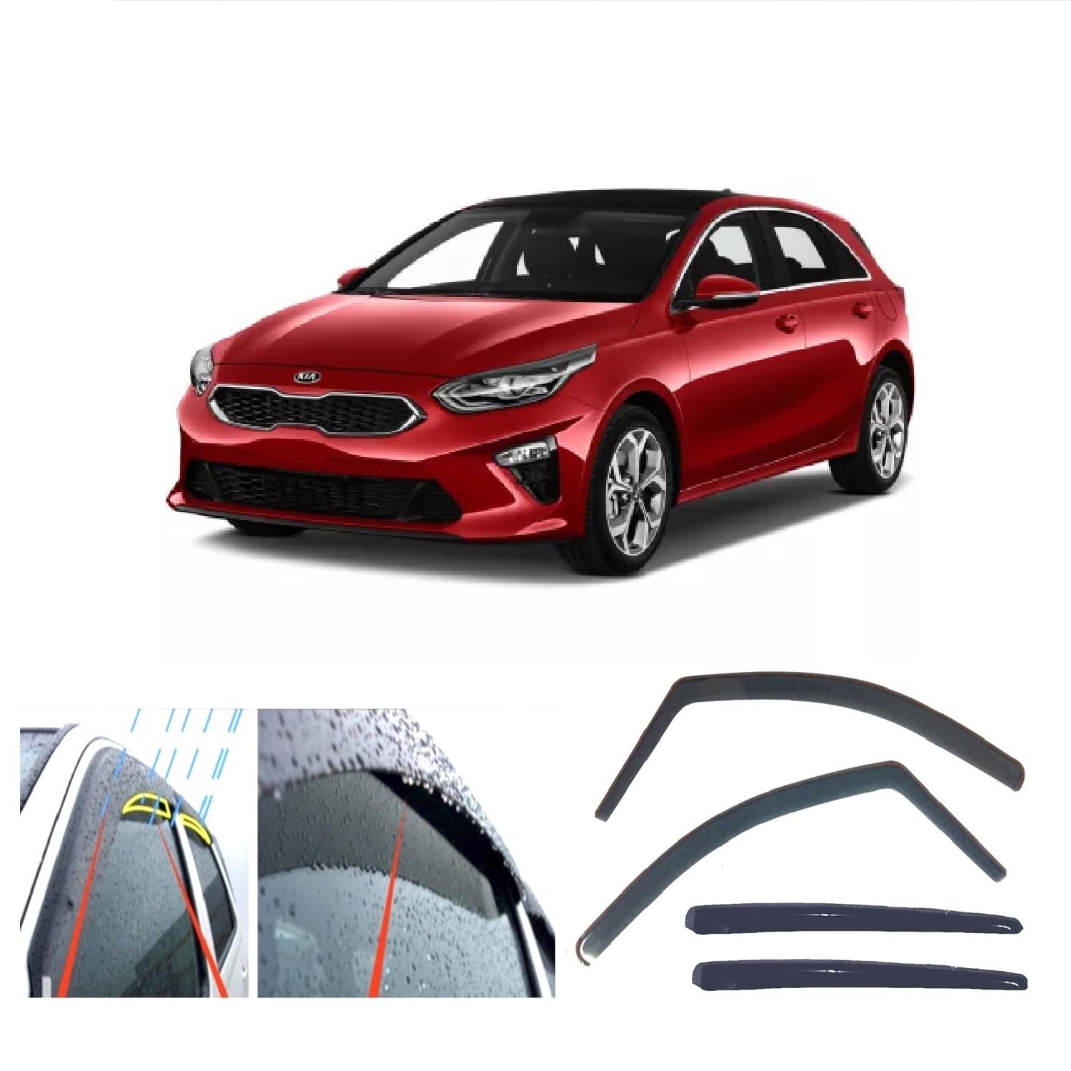 4x Windabweiser für Kia Ceed 5-Türer Schrägheck 2018 2019 2020 2021 2022 2023 2024 2025 2026