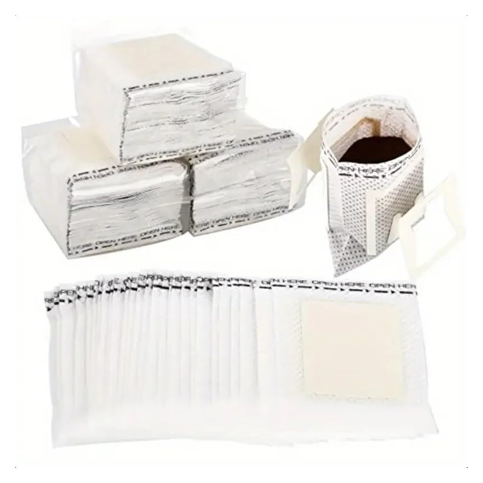 Bolsas de filtro de café desechables de goteo, de flujo rápido, biodegradables, for el hogar, la oficina, viajes al aire libre y té, 500-2000 unidades(White-500PCS)