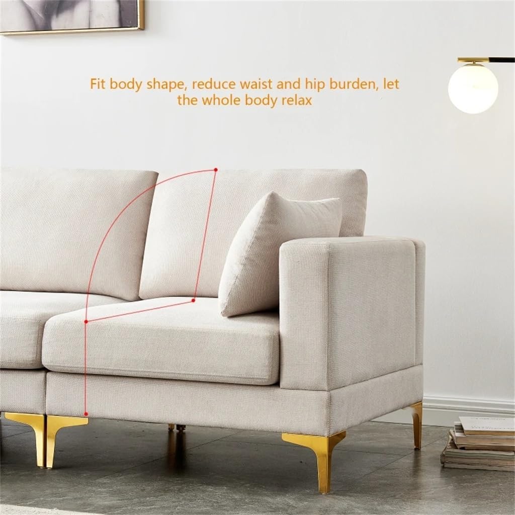Living Room Furniture Leisure L Shape Couch Beige Fabric, Suitable for Apartments, Meeting Rooms, and Small Spaces